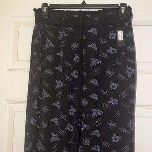 Straight leg, non wrinkle material, black work pants or lounge pants